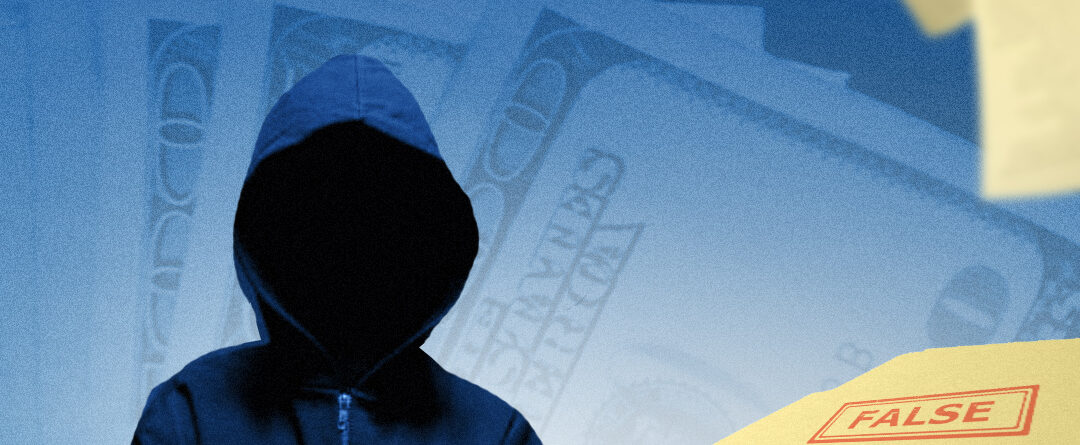 unknown man and folders with false stamp